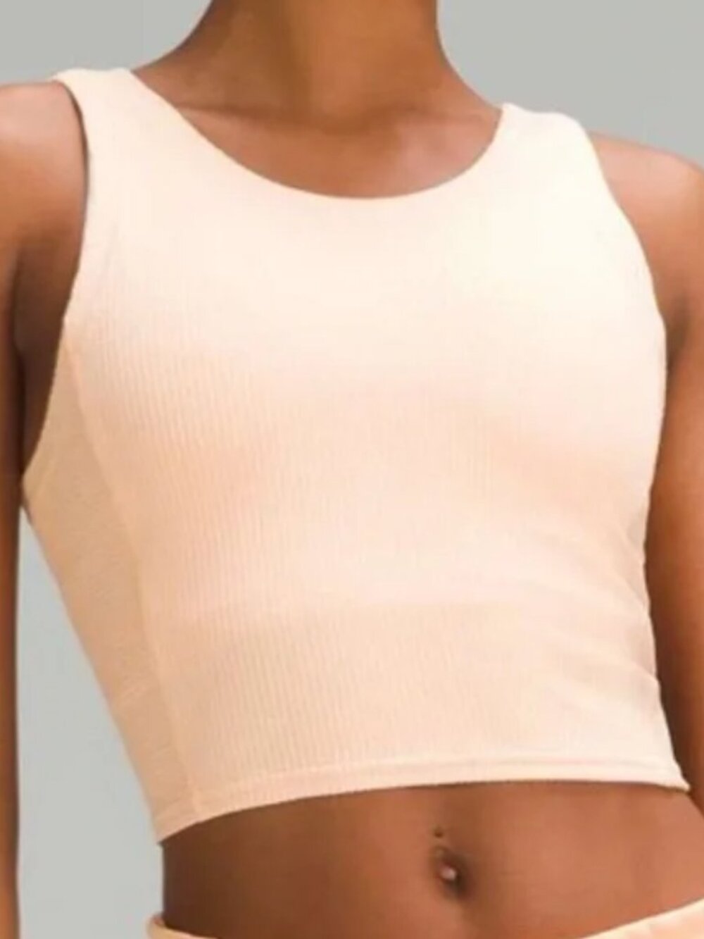 Lululemon Ribbed Softstreme Cropped Tank Top 10 Orange Athletic Sporty Workout